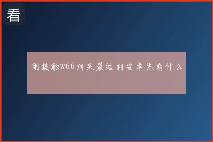 刚接触w66利来最给利安卓先看什么